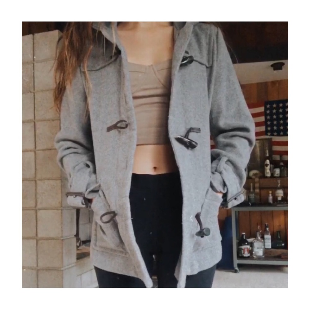 Warm hooded pea coat